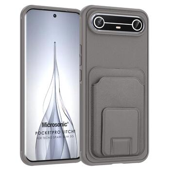 Microsonic TECNO Spark Slim 5G Kılıf PocketPro Litchi Gri