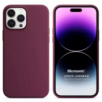 Microsonic Apple iPhone 15 Pro Max Kılıf Liquid Lansman Silikon Bordo