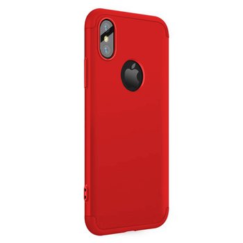 Microsonic Apple iPhone X Kılıf Double Dip 360 Protective AYS Kırmızı