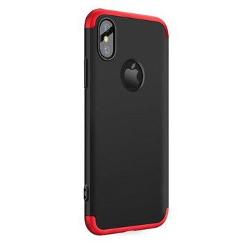 Microsonic Apple iPhone X Kılıf Double Dip 360 Protective AYS Siyah - Kırmızı