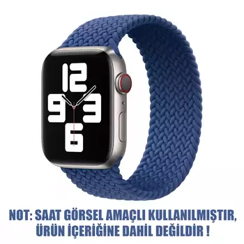 Microsonic Apple Watch Series 9 41mm Kordon, (Small Size, 127mm) Braided Solo Loop Band Mavi