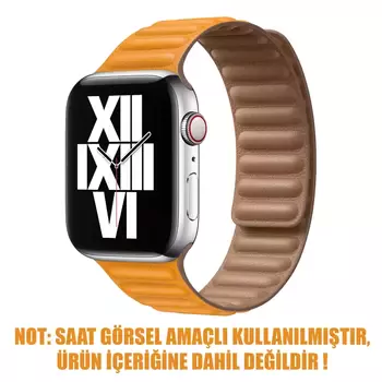 Microsonic Apple Watch Ultra Kordon Leather Link Band Turuncu