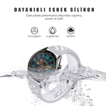 Microsonic Samsung Galaxy Watch 3 45mm Rainbow Sport Band Kordon Gri Beyaz