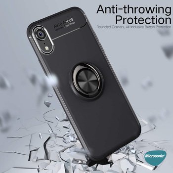 Microsonic Apple iPhone XR Kılıf Kickstand Ring Holder Lacivert