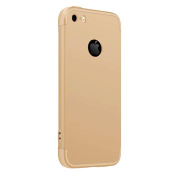 Microsonic Apple iPhone 5 Kılıf Double Dip 360 Protective AYS Gold