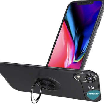 Microsonic Apple iPhone XR Kılıf Kickstand Ring Holder Siyah