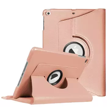 Microsonic Apple iPad 9.7 2018 (A1893-A1954) Kılıf 360 Dönerli Stand Deri Rose Gold