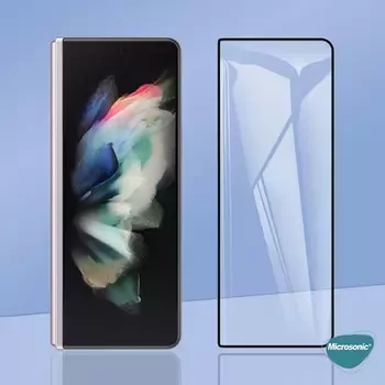 Microsonic Samsung Galaxy Z Fold 3 Ön + Arka Tam Kaplayan Temperli Cam Ekran Koruyucu Siyah