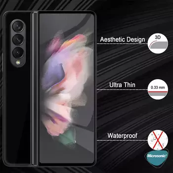 Microsonic Samsung Galaxy Z Fold 3 Ön + Arka Tam Kaplayan Temperli Cam Ekran Koruyucu Siyah