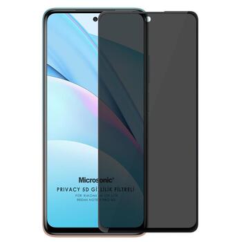 Microsonic Xiaomi Redmi Note 9 Pro 5G Invisible Privacy Kavisli Ekran Koruyucu Siyah