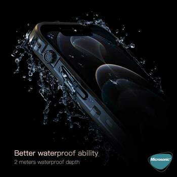 Microsonic Apple iPhone 13 Pro Max Kılıf Waterproof 360 Full Body Protective Siyah