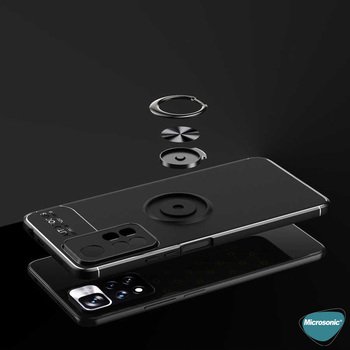 Microsonic Xiaomi Redmi Note 11 Pro Plus Kılıf Kickstand Ring Holder Lacivert