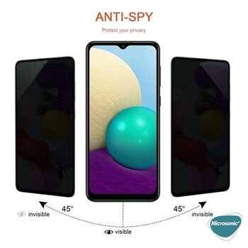 Microsonic Samsung Galaxy A02 Invisible Privacy Kavisli Ekran Koruyucu Siyah