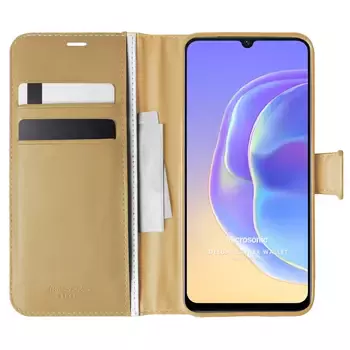 Microsonic Vivo V21e Kılıf Delux Leather Wallet Gold