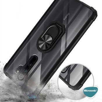 Microsonic Xiaomi Redmi Note 8 Pro Kılıf Grande Clear Ring Holder Kırmızı