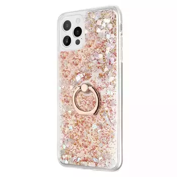 Microsonic Apple iPhone 13 Pro Kılıf Glitter Liquid Holder Gold