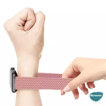 Microsonic Apple Watch Series 11 46mm Kordon, (Small Size, 127mm) Knitted Fabric Single Loop Sarı