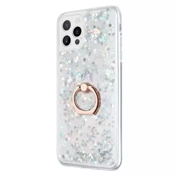 Microsonic Apple iPhone 13 Pro Kılıf Glitter Liquid Holder Gümüş