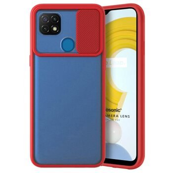 Microsonic Realme C21 Kılıf Slide Camera Lens Protection Kırmızı