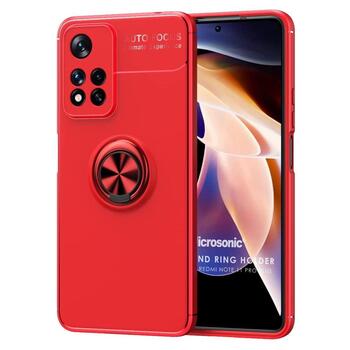 Microsonic Xiaomi Redmi Note 11 Pro Plus Kılıf Kickstand Ring Holder Kırmızı