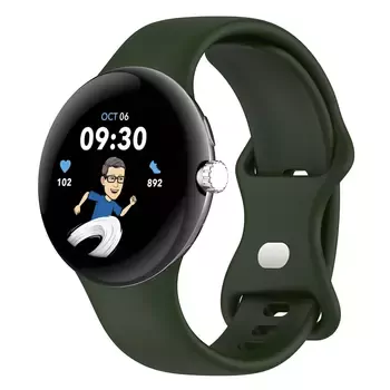 Microsonic Google Pixel Watch Kordon, Silicone Sport Band Koyu Yeşil