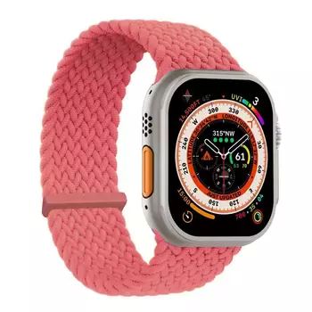 Microsonic Apple Watch Series 11 46mm Kordon, (Large Size, 160mm) Knitted Fabric Single Loop Pembe