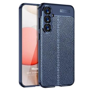 Microsonic Samsung Galaxy A17 Kılıf Deri Dokulu Silikon Lacivert