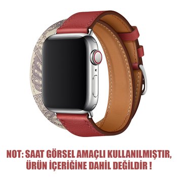 Microsonic Apple Watch Series 6 44mm Swift Leather Double Tour Strap Kırmızı