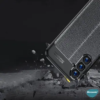Microsonic Samsung Galaxy A17 Kılıf Deri Dokulu Silikon Siyah