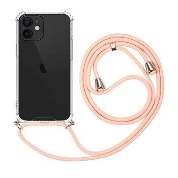 Microsonic Apple iPhone 12 Kılıf Neck Lanyard Rose Gold