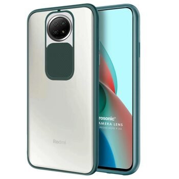 Microsonic Xiaomi Redmi Note 9 5G Kılıf Slide Camera Lens Protection Koyu Yeşil