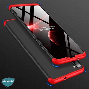 Microsonic Samsung Galaxy M11 Kılıf Double Dip 360 Protective AYS Siyah Kırmızı