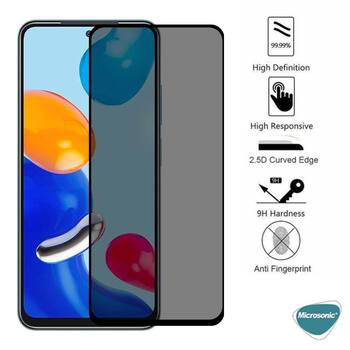 Microsonic Xiaomi Redmi Note 11 Invisible Privacy Kavisli Ekran Koruyucu Siyah