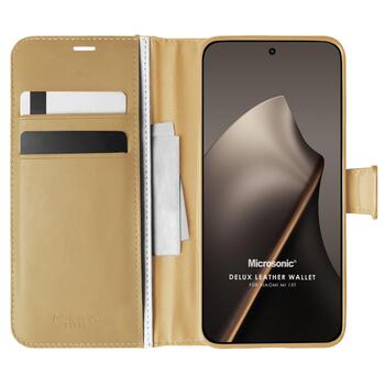 Microsonic Xiaomi 15T Kılıf Delux Leather Wallet Gold