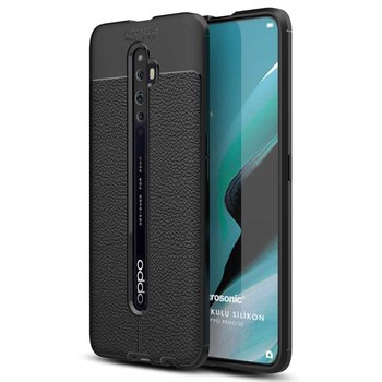 Microsonic Oppo Reno 2Z Kılıf Deri Dokulu Silikon Siyah