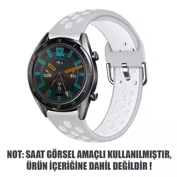 Microsonic Samsung Galaxy Watch 46mm Rainbow Sport Band Kordon Gri Beyaz