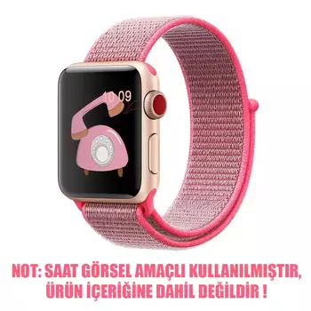 Microsonic Apple Watch Series 9 41mm Hasırlı Kordon Woven Sport Loop Pembe