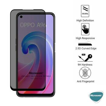 Microsonic Oppo A96 4G Invisible Privacy Kavisli Ekran Koruyucu Siyah