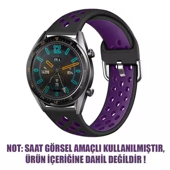 Microsonic Samsung Gear S3 Frontier Rainbow Sport Band Kordon Siyah Mor