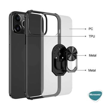 Microsonic Apple iPhone 13 Pro Kılıf Grande Clear Ring Holder Siyah