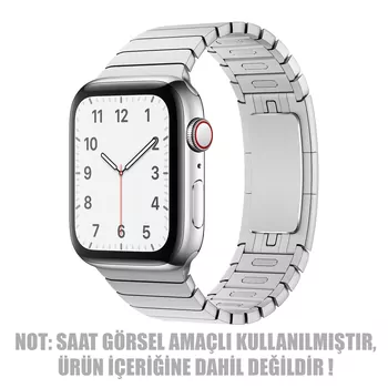 Microsonic Apple Watch Series 11 46mm Kordon Link Bracelet Band Gümüş