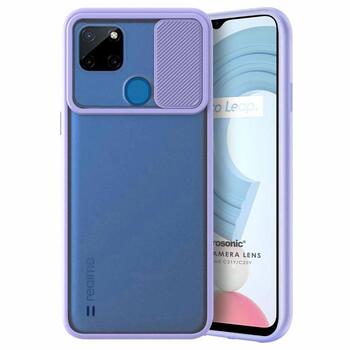 Microsonic Realme C21Y Kılıf Slide Camera Lens Protection Lila