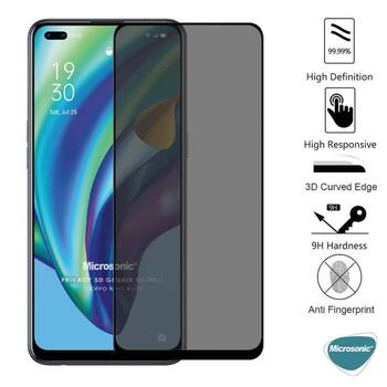 Microsonic Oppo Reno 4 Lite Invisible Privacy Kavisli Ekran Koruyucu Siyah