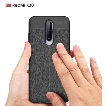 Microsonic Xiaomi Redmi K30 Kılıf Deri Dokulu Silikon Kırmızı