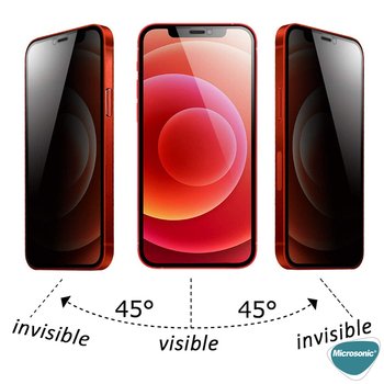 Microsonic Apple iPhone 12 Mini Invisible Privacy Kavisli Ekran Koruyucu Siyah