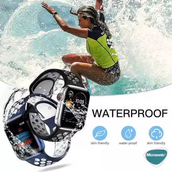 Microsonic Apple Watch Series 11 46mm Kordon Rainbow Band Siyah Yeşil