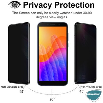 Microsonic Huawei Y5P Invisible Privacy Kavisli Ekran Koruyucu Siyah