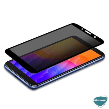 Microsonic Huawei Y5P Invisible Privacy Kavisli Ekran Koruyucu Siyah