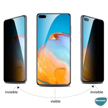 Microsonic Huawei P40 Invisible Privacy Kavisli Ekran Koruyucu Siyah