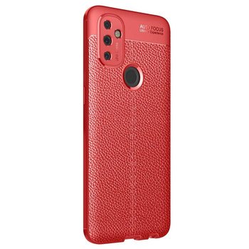 Microsonic OnePlus Nord N100 Kılıf Deri Dokulu Silikon Kırmızı